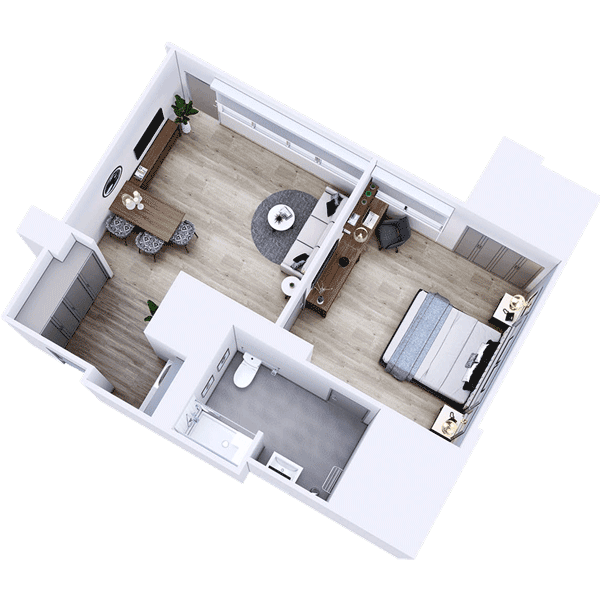 Top View of a Floor Plan designed by Courtyard Luxury Senior Living in Clinton, NJ